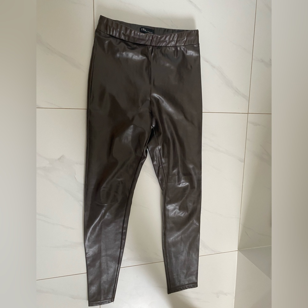 Babaton Dark Brown Faux Leather Leggings